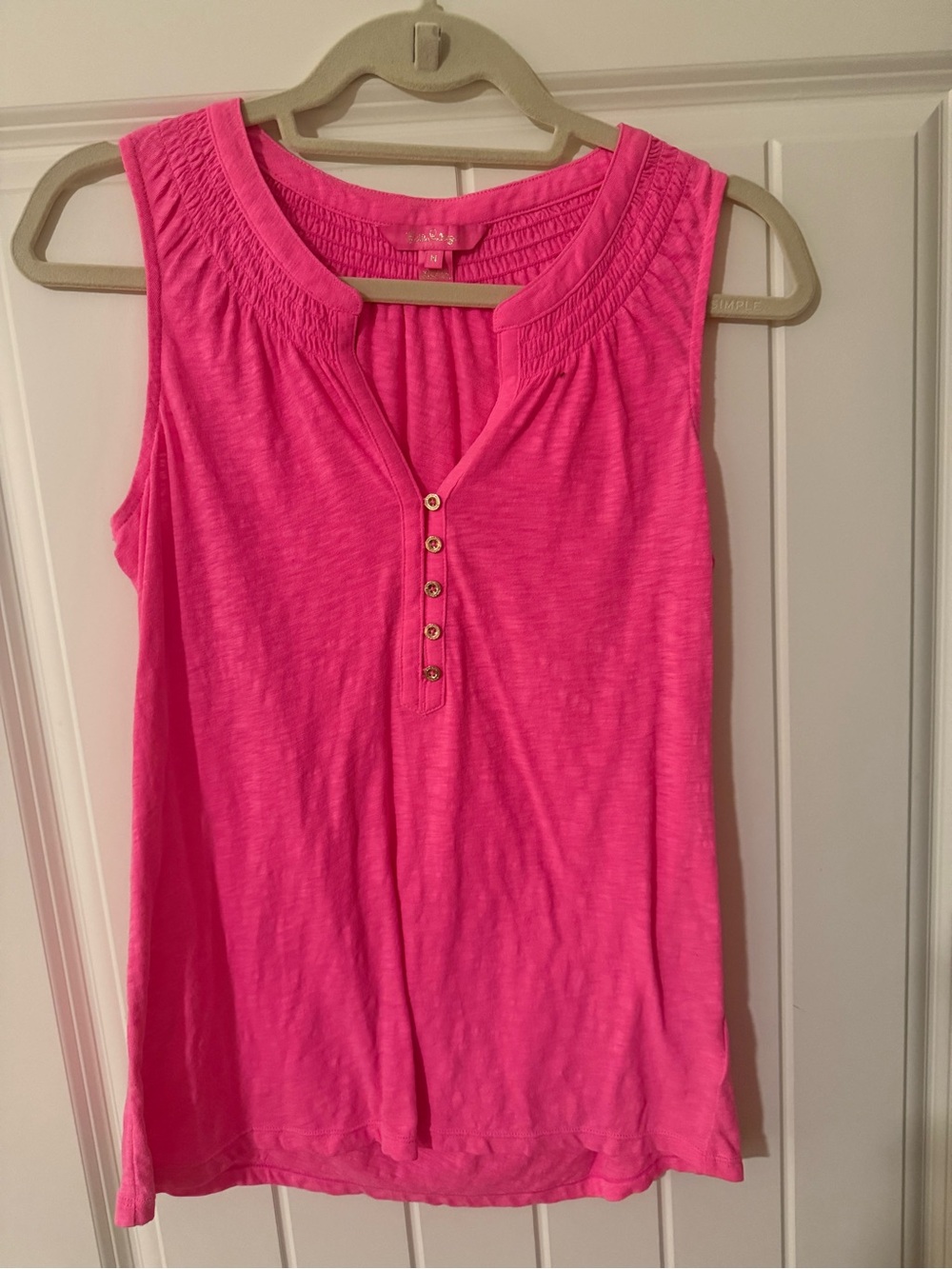 Lilly Pulitzer Sleeveless Henley Tank in Bright Pink